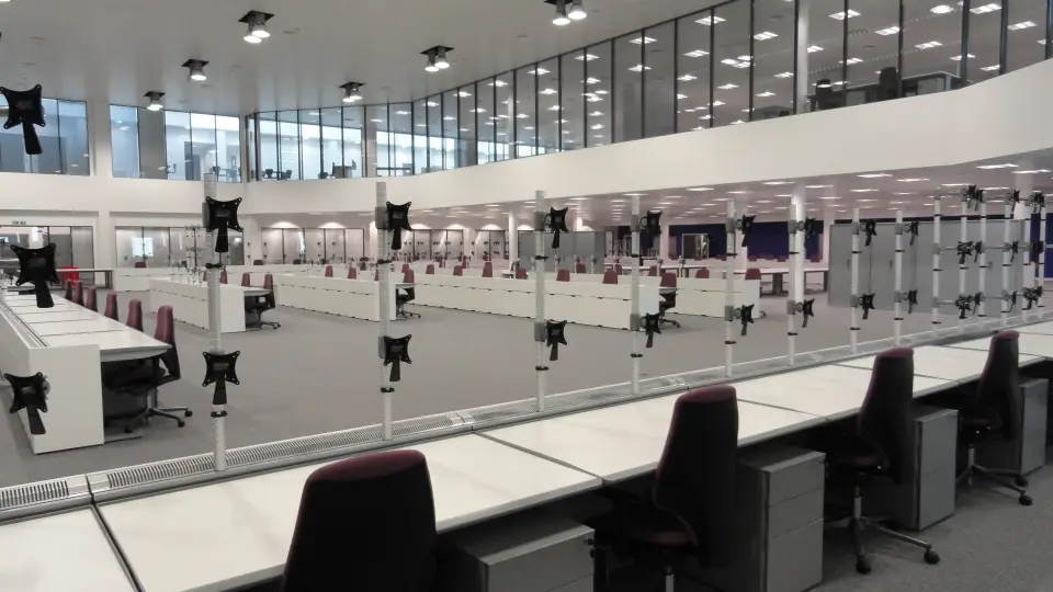 Open-plan office with rows of desks at Corsham CDP