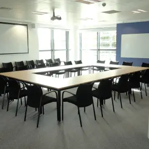 Meeting room with a boardroom table and chairs at Corsham CDP